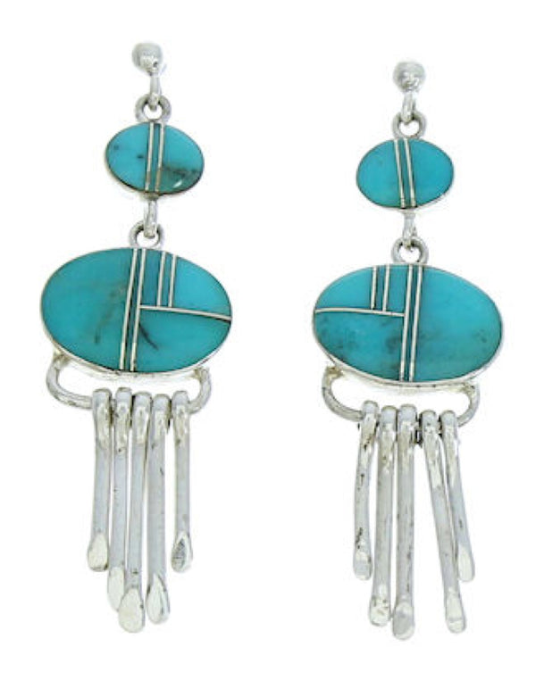 Turquoise Jewelry Sterling Silver Post Dangle Earrings MW73340